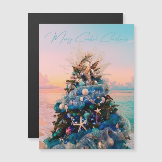 Joyeux Noël côtier Carte magnétique tropicale (Devant / Derrière)