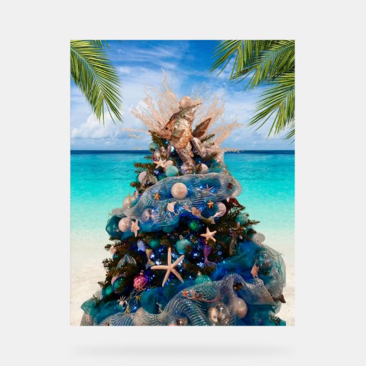 Joyeux Noël côtier Plage tropicale Holiday Tree (Recto)