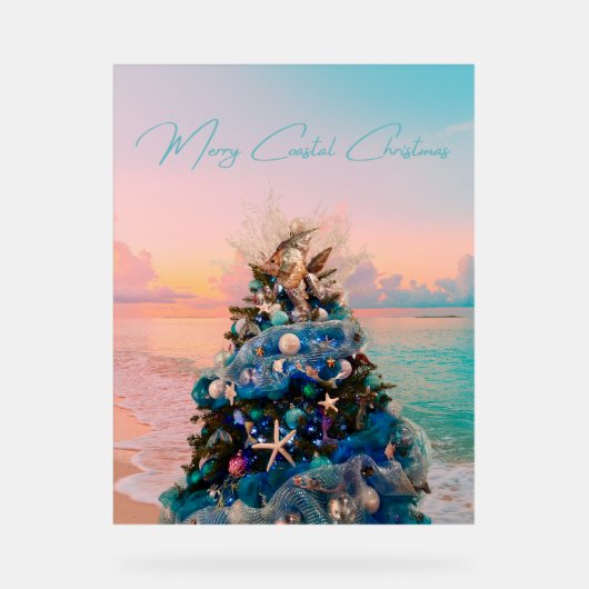 Joyeux Noël côtier Plage tropicale Holiday Tree (Recto)
