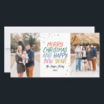 Joyeux Noël couleur neige 2 Photo Carte de vacance<br><div class="desc">Faites une déclaration élégante cette saison de vacances avec ce carte photo de vacances festif et amusant présentant 2 de vos photos. L'avant présente un style coloré et ludique avec votre texte personnalisé. Le dos est doté d'un motif à points colorés assorti pour une touche spéciale supplémentaire. S'il vous plaît...</div>