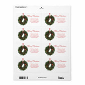 Joyeux Noël couronne de Noël Étiquette de vacances (Feuille entière)