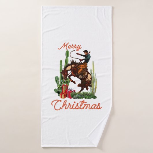 Joyeux Noël Cowboy (Serviette de bain)