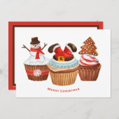 Joyeux Noël Cupcakes Carte de vacances (Devant / Derrière)
