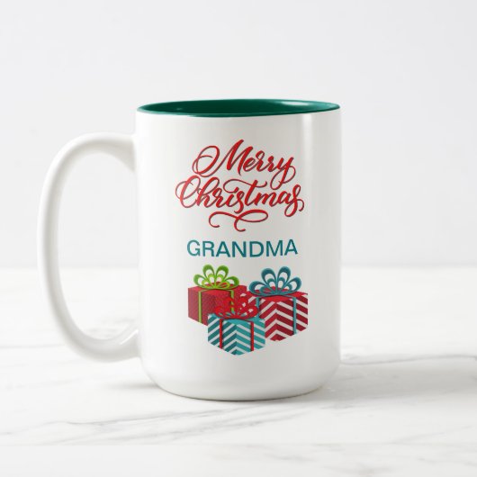 Joyeux Noël Customisé à deux tons café Mug (Gauche)