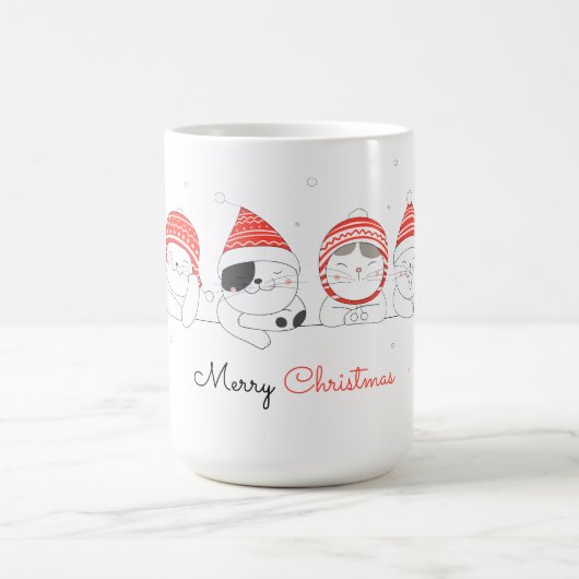Joyeux Noël Cute Draw Cats Café Mug (Centre)