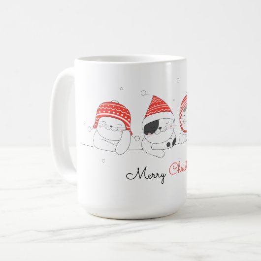 Joyeux Noël Cute Draw Cats Café Mug (Devant gauche)