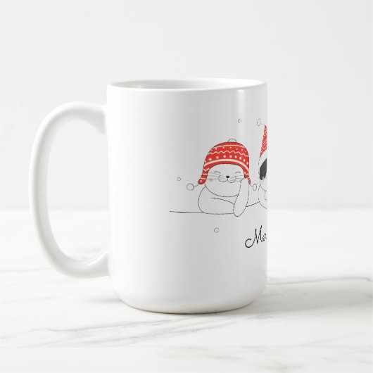Joyeux Noël Cute Draw Cats Café Mug (Gauche)