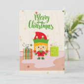 Joyeux Noël Cute Elf Cadeaux Carte de vacances (Debout devant)