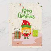 Joyeux Noël Cute Elf Cadeaux Carte de vacances (Devant / Derrière)