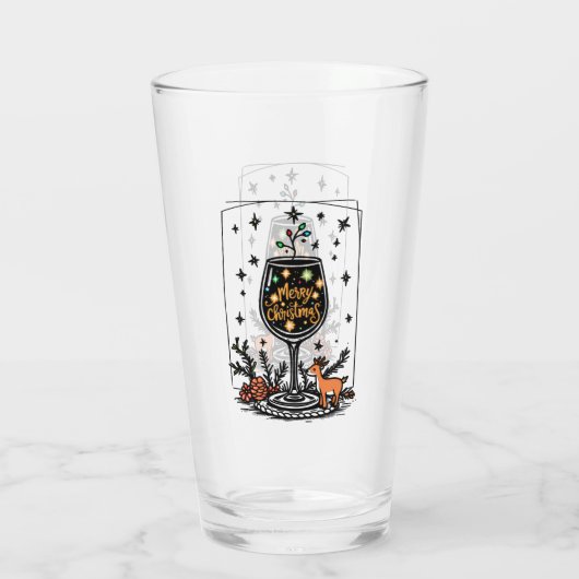 Joyeux Noël dans un verre de vin (Dos)