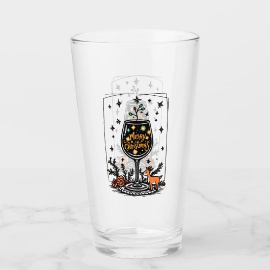 Joyeux Noël dans un verre de vin (Devant)