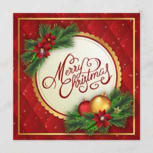 Joyeux Noël d'argent et de rouge  Invitation