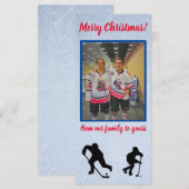 Joyeux Noël de hockey carte plat verticale (Devant / Derrière)