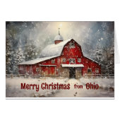 Joyeux Noël de l'Ohio Carte de grange d'hiver (Devant horizontal)