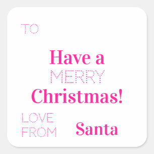 Joyeux Noël de Père Noël Hot Pink étiquette cadeau