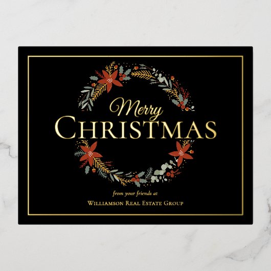Joyeux Noël de vacances Poinsettia Wreath Business (Recto)