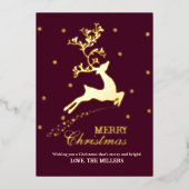 Joyeux Noël Deer Foil Carte de vacances (Recto)