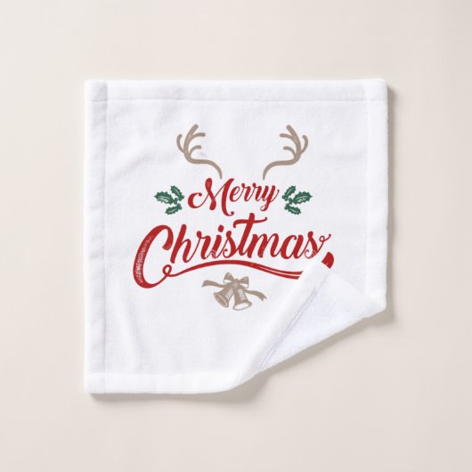 Joyeux Noël Design Vintage | Rouge et vert (Gant de toilette)