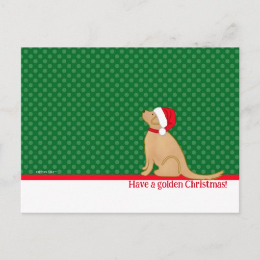 Joyeux Noël doré Carte postale verte (Devant)