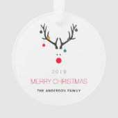 Joyeux Noël drôle rennes blanc rouge famille (dos)