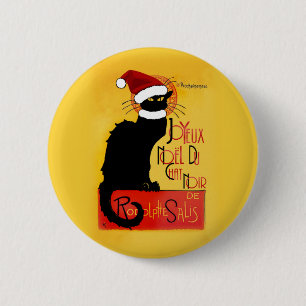 Joyeux Noël Du Chat Noir Ronde Button 5,7 Cm