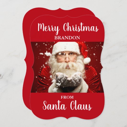 Joyeux Noël du Père Noël AJOUTER NOM Carte RB (Devant / Derrière)