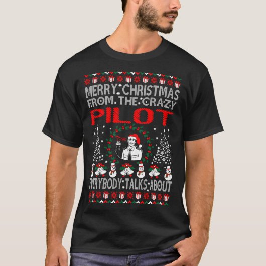 Joyeux Noël du T-shirt laid pilote de chandail (Devant)