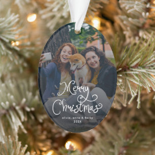 Joyeux Noël Écriture Fantaisiste Photo de Famille