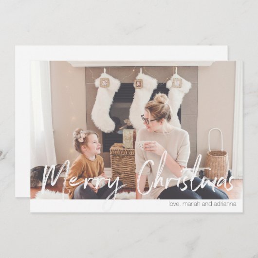 Joyeux Noël écriture moderne Carte photo 2N (Devant / Derrière)