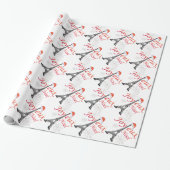 Joyeux Noel Eiffel Tower Cadeaupapier (Uitgerold)