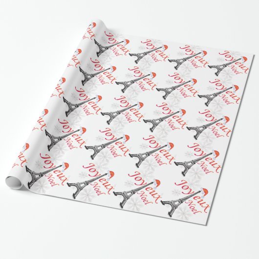 Joyeux Noel Eiffel Tower Cadeaupapier (Uitgerold)