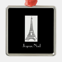 Joyeux Noel Eiffel Tower Franse kerstsieraad Metalen Ornament