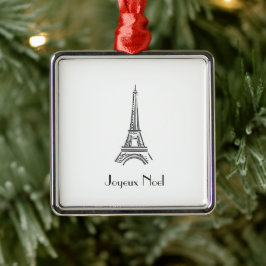 Joyeux Noel Eiffel Tower Franse kerstsieraad Metalen Ornament