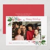 joyeux Noël élégant cadre floral carte de vacances (Devant / Derrière)