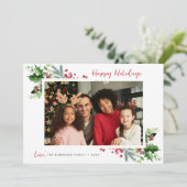 joyeux Noël élégant cadre floral carte de vacances (Debout devant)