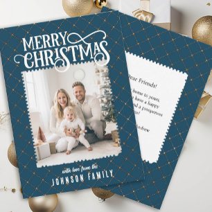 Joyeux Noël! Élégant Carte photo bleu Motif