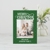 Joyeux Noël! Élégant Carte photo vert Motif (Debout devant)