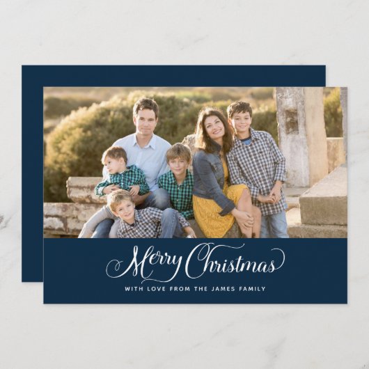 Joyeux Noël Élégant Cartes photos de script (Devant / Derrière)