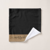 Joyeux Noël élégant écriture or noir (Gant de toilette)