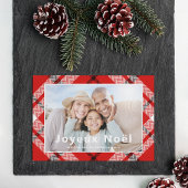 Joyeux Noël Elegant Rood Plaid Foto Frans