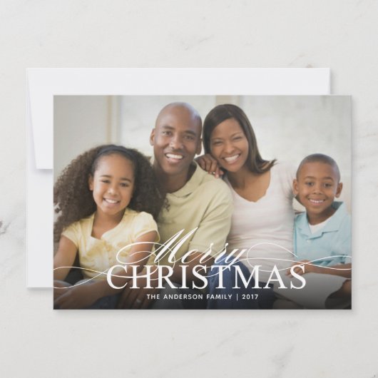 Joyeux Noël Élégant Script Photo Carte Plat (Devant)