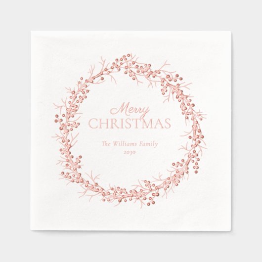 Joyeux Noël Elegant Wreath Party Rose Gold (Recto)