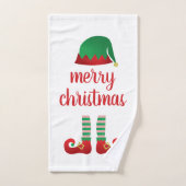 Joyeux Noël Elf Casquette Motif Vert Rouge (Serviette à main)