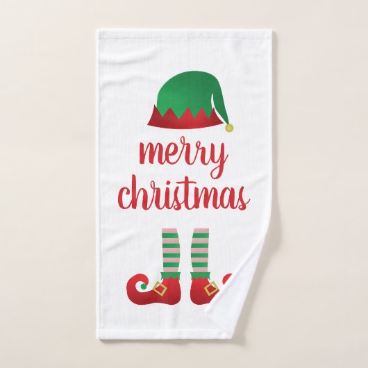 Joyeux Noël Elf Casquette Motif Vert Rouge (Serviette à main)