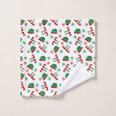 Joyeux Noël Elf Casquette Motif Vert Rouge (Gant de toilette)