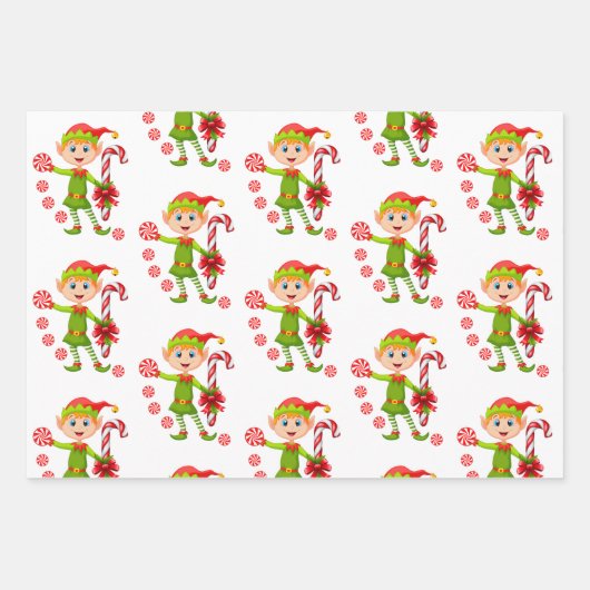 Joyeux Noël Elf Père Noël Enveloppement Feuilles p (Devant)