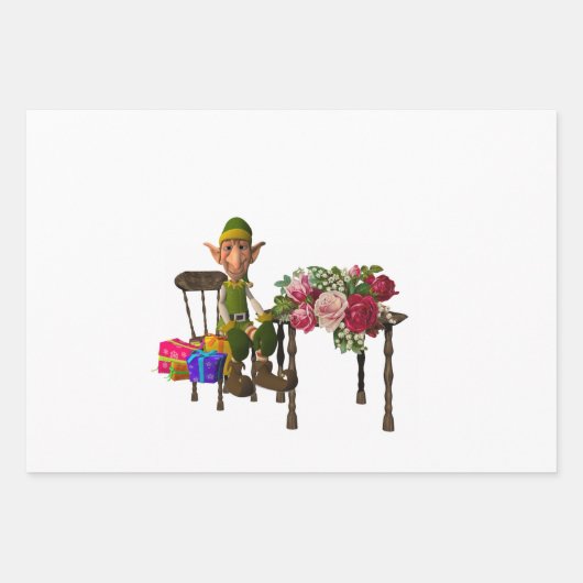 Joyeux Noël Elf Père Noël Enveloppement Feuilles p (Devant 3)