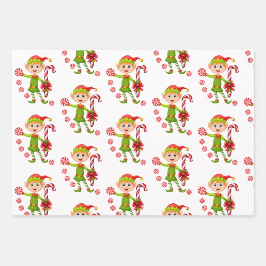 Joyeux Noël Elf Père Noël Enveloppement Feuilles p (Devant)
