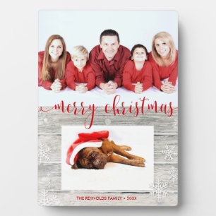 Joyeux Noël en bois rustique - Plaque photo
