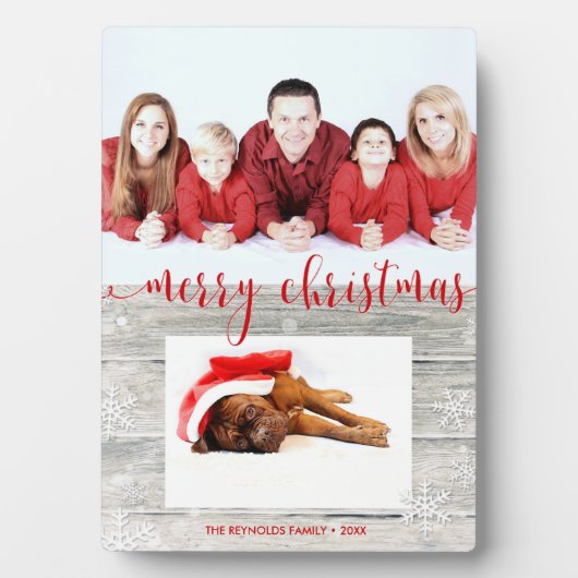 Joyeux Noël en bois rustique - Plaque photo (Devant)